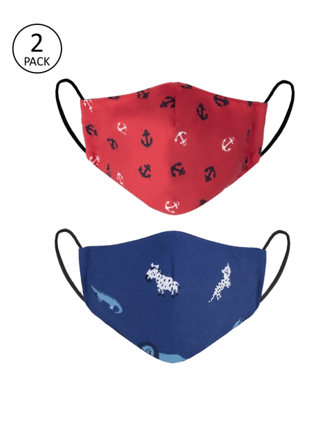 

VEA Kids Pack Of 2 Printed 3-Ply Reusable Cloth Masks, Red