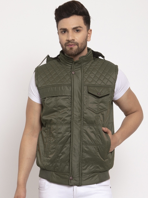 

KLOTTHE Men Green Solid Windcheater Bomber