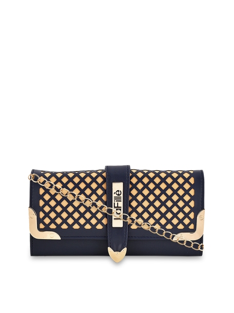 

LaFille Women Blue Printed Three Fold Wallet