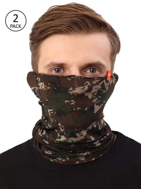 

Wildcraft Unisex Pack Of 2 Brown & Green Reusable Gaiter Masks, Multi
