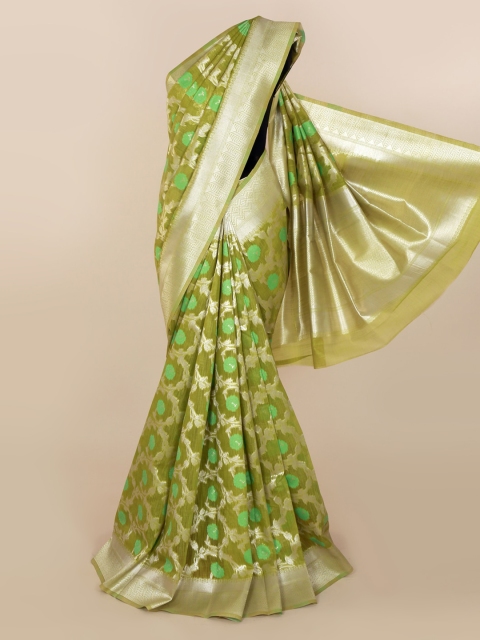 

Pothys Green Printed Jute Silk Saree