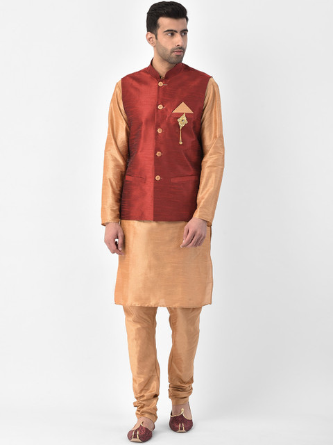 

SG LEMAN Men Beige Regular Raw Silk Kurta with Pyjamas