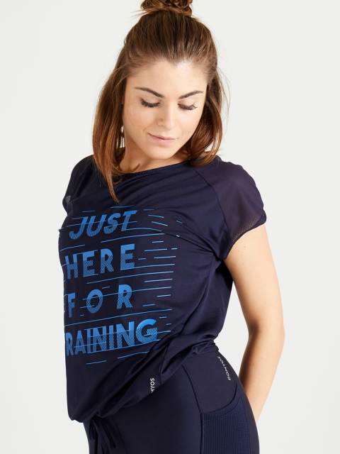

Domyos By Decathlon Women Navy Blue Printed Regular Fitness T-Shirt
