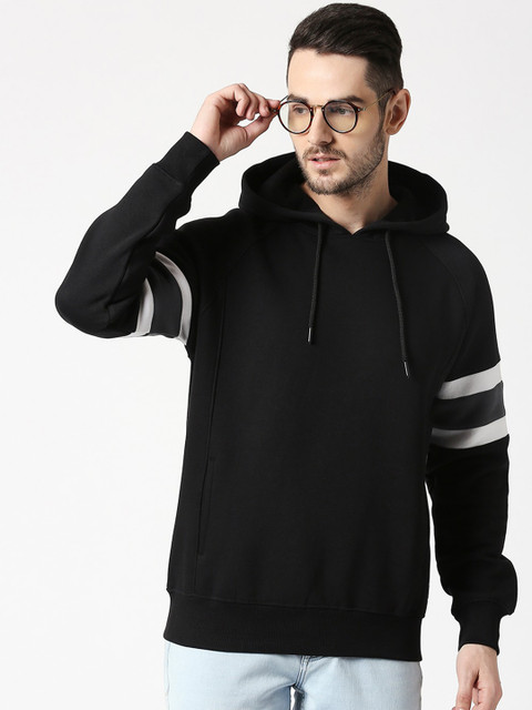 

Bewakoof Men Black Solid Hooded Sweatshirt