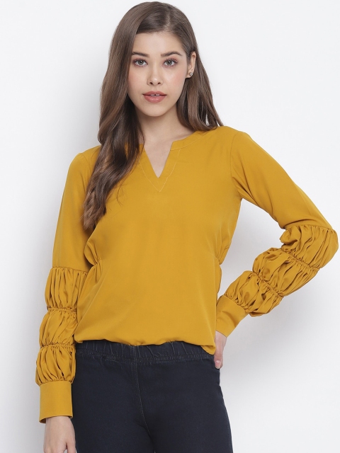 Capybara Women Mustard Yellow Solid Top