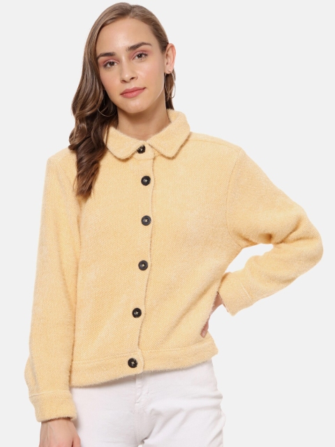 

Campus Sutra Women Beige Solid Windcheater Biker Jacket