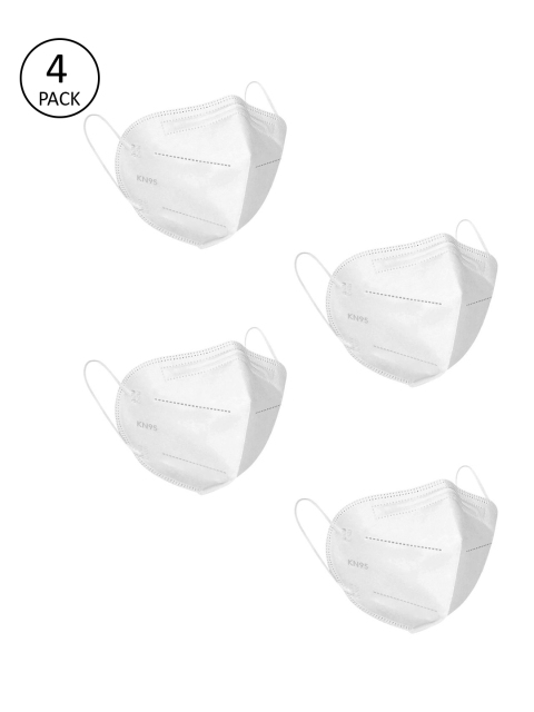 

OOMPH Unisex Pack of 4 Solid 5-Ply Reusable KN95 Masks, White