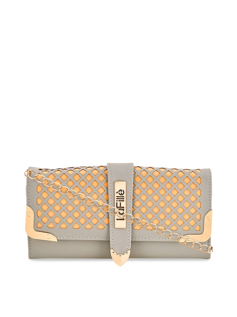 

LaFille Women Grey Solid Three Fold Wallet