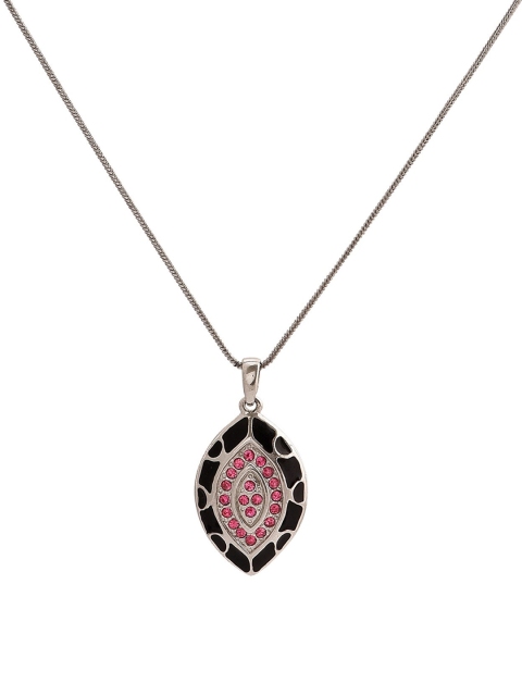 

Stylish Rhodium-Plated & Black Beauty Enamel Necklace