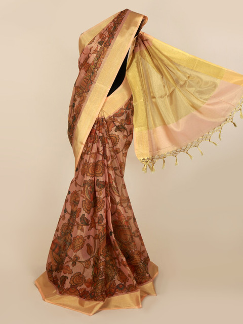 

Pothys Peach-Coloured Printed Cotton Blend Saree
