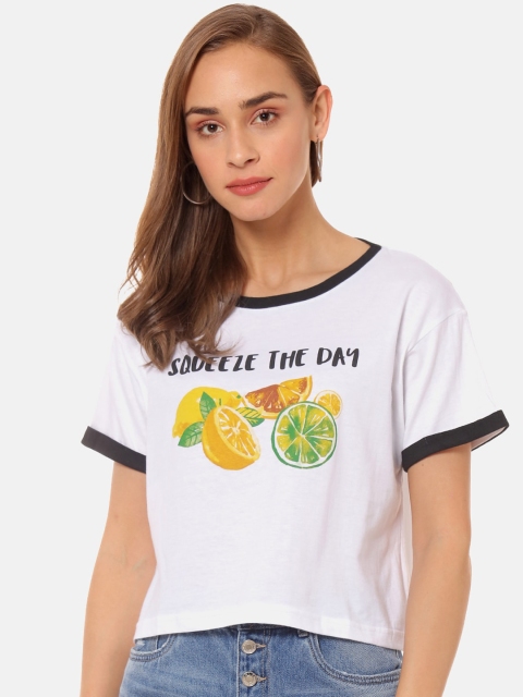 

Campus Sutra Women White Printed Top