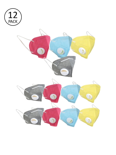

OOMPH Unisex Pack Of 12 Solid 5-Ply Reusable Anti-Pollution KN95 Masks, Blue