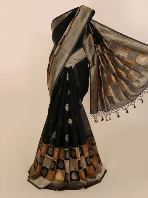 

Pothys Black Woven Design Jute Silk Saree