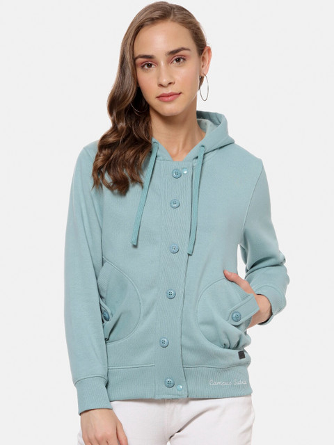 

Campus Sutra Women Green Solid Windcheater Biker Jacket