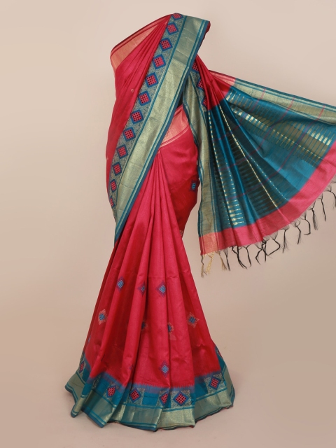 

Pothys Pink Woven Design Jute Silk Saree