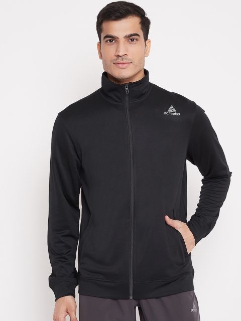 

Athleto Men Black Solid Lightweight Sporty Jacket