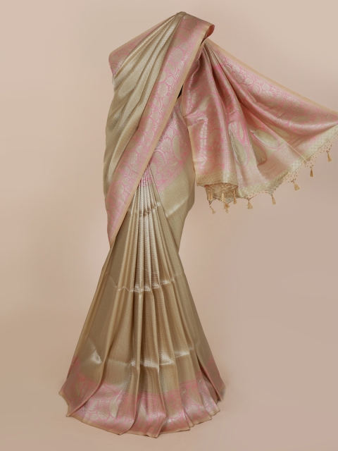 

Pothys Olive Green Solid Jute Silk Saree