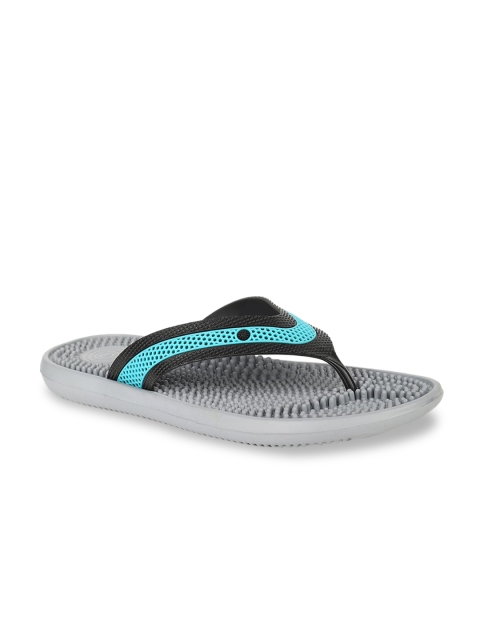 

Bata Men Grey & Blue Self Design Thong Flip-Flops
