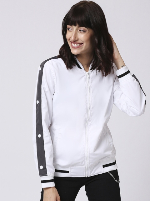 

Bewakoof Women White Solid Bomber