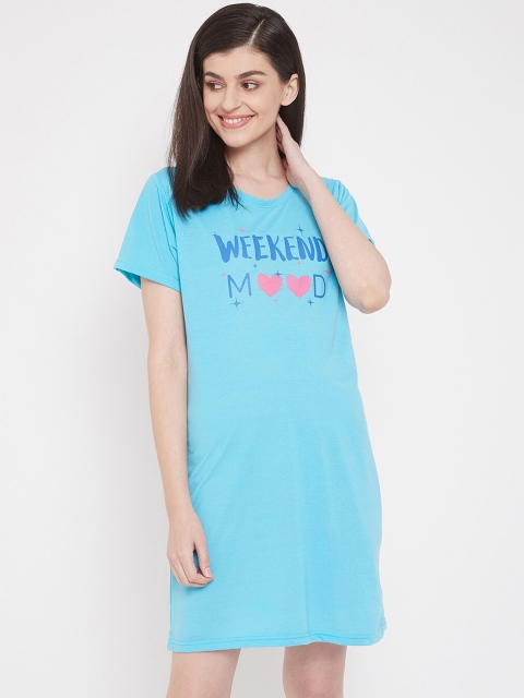 

Clovia Women Blue Printed Nightdress