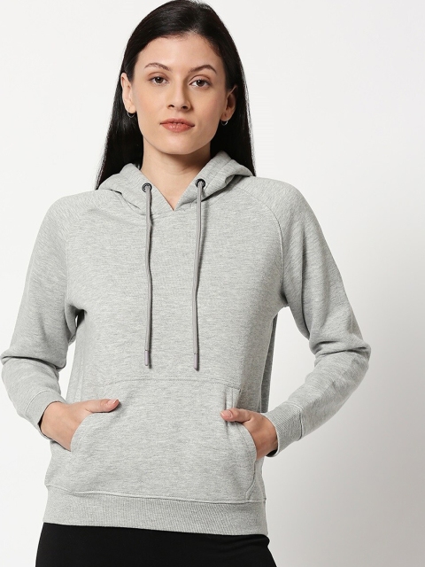 

Bewakoof Women Grey Solid Hooded Sweatshirt