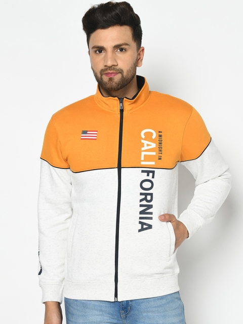 

Octave Men White & Mustard Yellow Colourblocked Sweatshirt