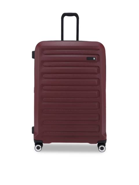 

IT luggage Unisex Red Textured Hard-Sided 360-Degree Rotation Medium Trolley Bag