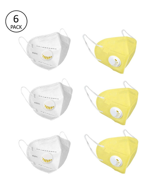 

OOMPH Unisex Pack Of 6 5-Ply Reusable Anti-Pollution KN95 Masks, White