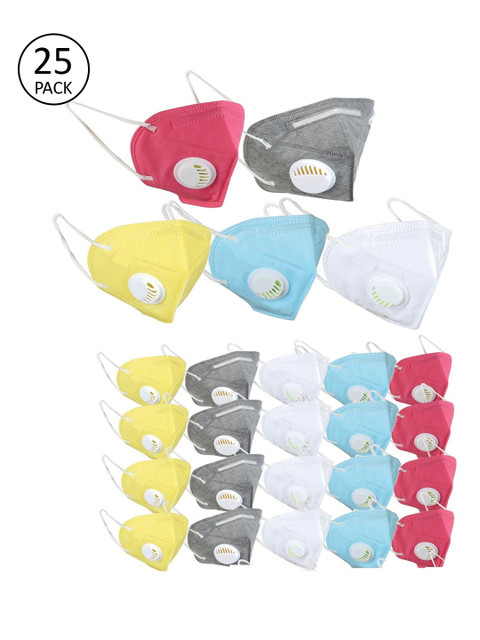 

OOMPH Unisex Pack of 25 Pcs Reusable 5-Ply N95 Masks With Respiratory Valve, White