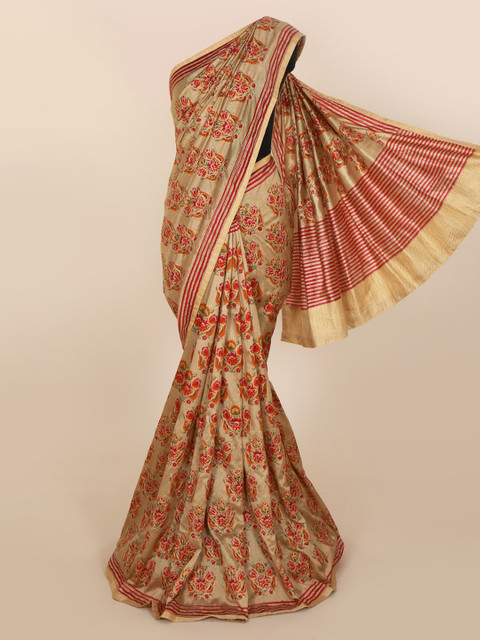 

Pothys Gold-Toned Embroidered Jute Silk Saree