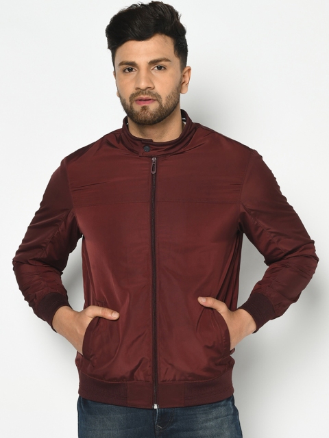 

METTLE Men Maroon Solid Bomber Jacket