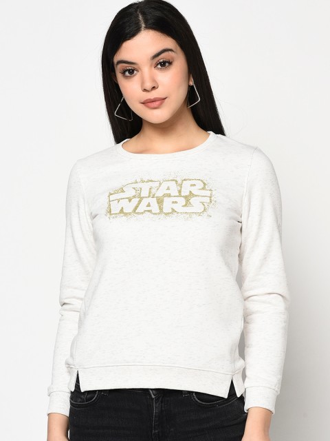 

METTLE Women White Starwars Printed Sweatshirt