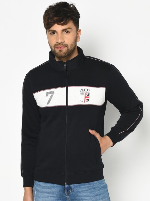 

Octave Men Navy Blue & White Colourblocked Sweatshirt