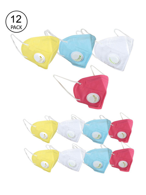 

OOMPH Unisex Pack of 12 5-Ply Reusable Anti-Pollution KN95 Masks, White