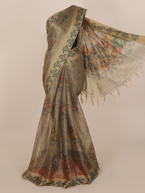 

Pothys Grey Printed Cotton Blend Saree