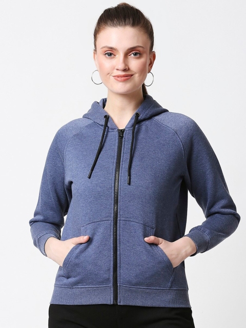 

Bewakoof Women Blue Solid Hooded Sweatshirt