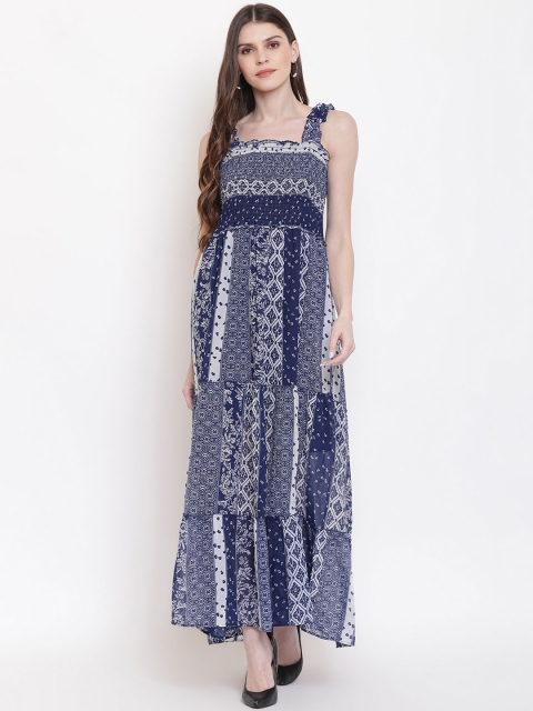 

Mayra Women Navy Blue Printed Maxi Dress