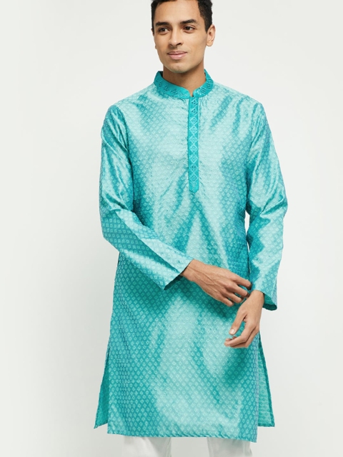 

max Men Sea Green Woven Design Straight Kurta