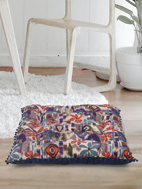 

Tistabene Brown & Red Printed Round Cushion