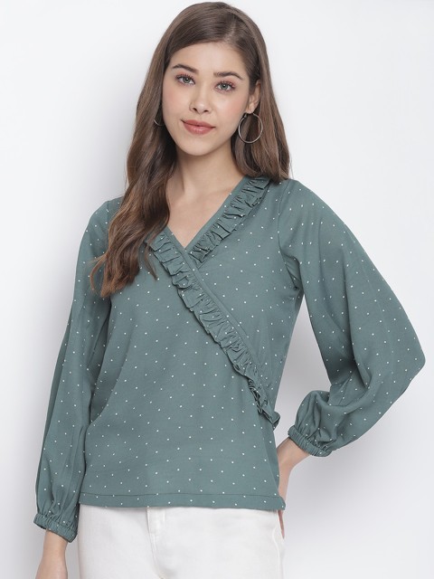 

Capybara Women Sea Green Printed Wrap Top