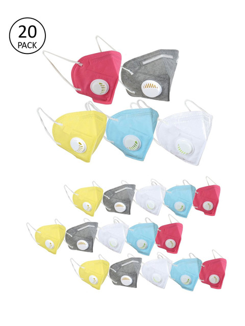 

OOMPH Unisex Pack Of 20 5-Ply Reusable Anti-Pollution KN95 Masks, White