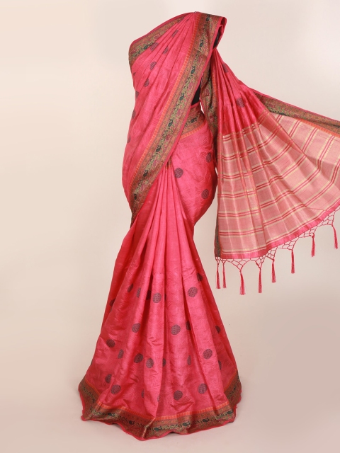 

Pothys Pink Woven Design Jute Silk Saree