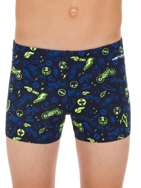 

Nabaiji By Decathlon Men Blue & Yellow Printed Boxer Swimming Shorts
