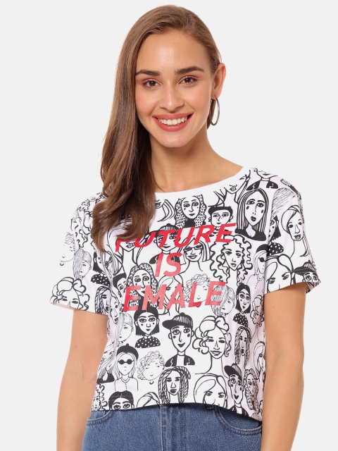 

Campus Sutra Women White Printed Top