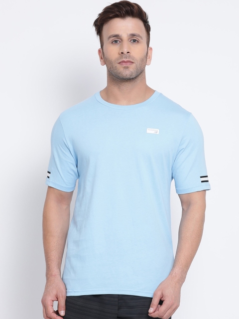 

New Balance Men Blue Solid Round Neck Cotton T-shirt
