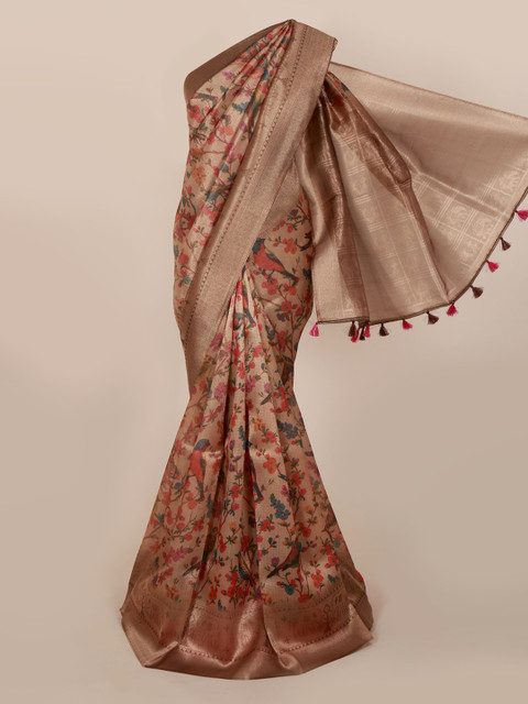 

Pothys Gold-Toned Printed Cotton Blend Saree