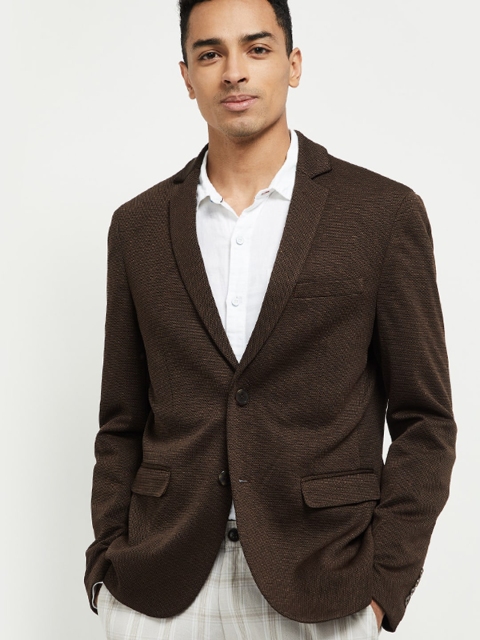 

max Men Brown Solid Tailored Jacket