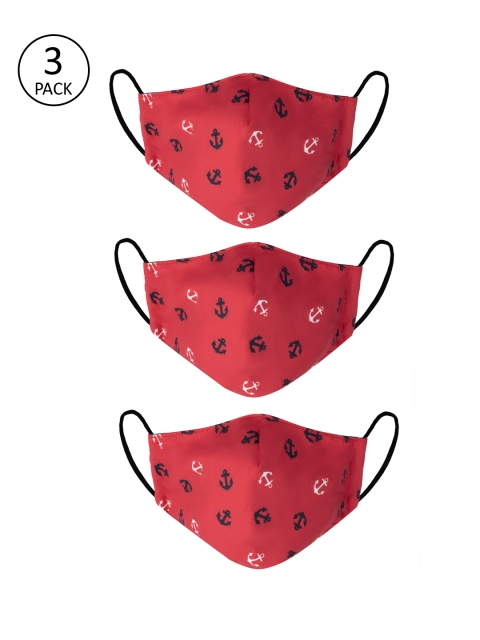 

VEA Kids Pack Of 3 Printed 3-Ply Reusable 5 Layered Protective Outdoor Masks, Red