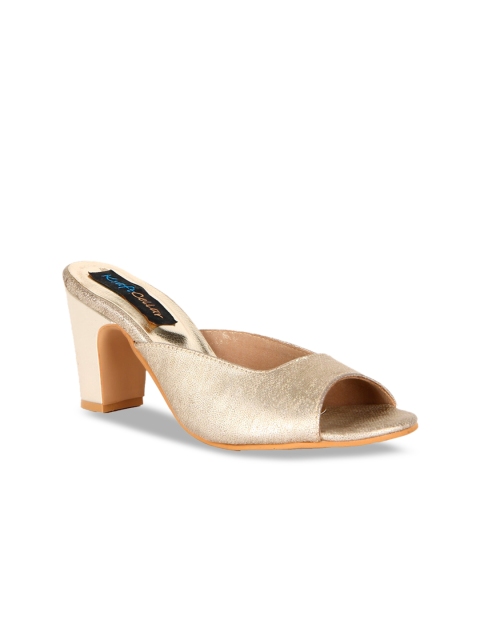 

Kraft Cellar Women Gold-Toned Solid Block Heels