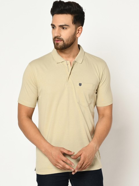 

Duke Men Beige Solid Polo Collar T-shirt